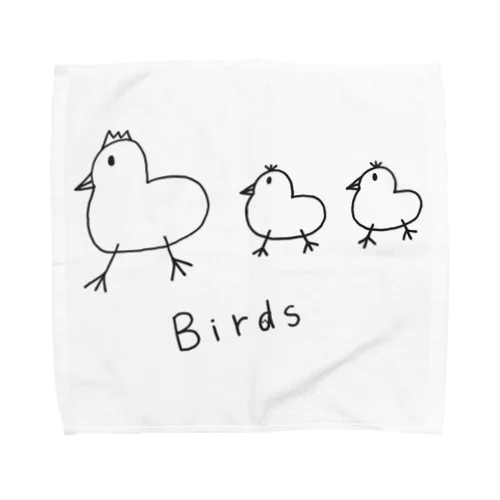 手書きBirds Towel Handkerchief