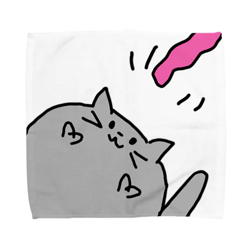 ねこじゃらしが取りたいデブにゃん Towel Handkerchief