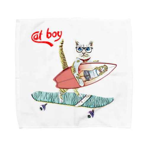  CAT BOY メガネ Towel Handkerchief