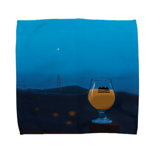 夜の田園でビールを Towel Handkerchief