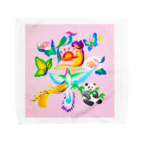 花文字　「楽」 Towel Handkerchief