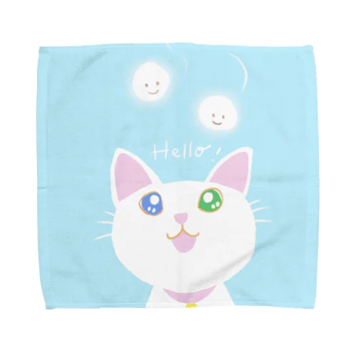 しろねこみーちゃん　ケサランパサランやってきた Towel Handkerchief