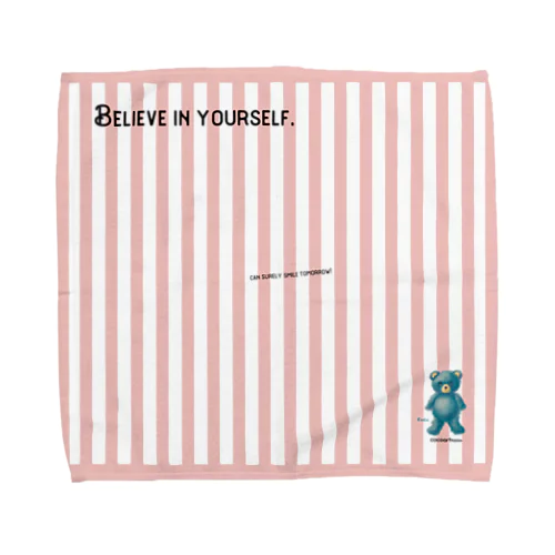 【Believe in yourself.】（青くま） Lサイズ タオルハンカチ