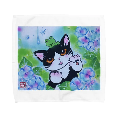 AWOJI  THE  CAT  雨がすき ！ Towel Handkerchief