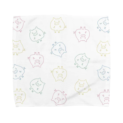 カラフルこぶた大量 Towel Handkerchief