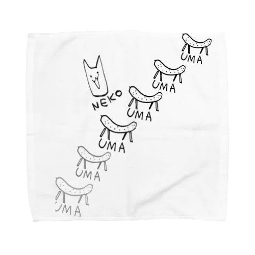 ネコ&ウマ Towel Handkerchief