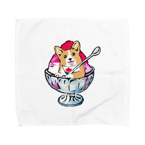 かき氷ワンちゃん　氷イチゴ　コーギー Towel Handkerchief