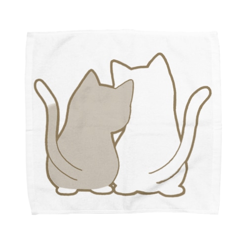 仲良し猫の背中　灰白&白 Towel Handkerchief