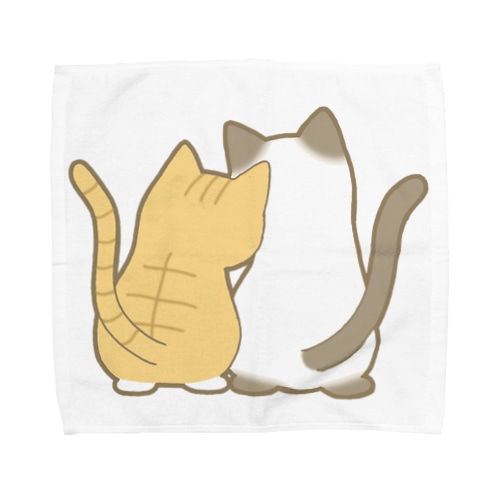 仲良し猫の背中　茶白&ポインテッド Towel Handkerchief