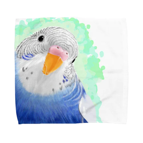 セキセイインコ　オパーリン大【まめるりはことり】 Towel Handkerchief