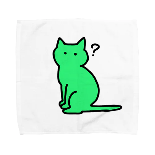 ん？ネコグリーン Towel Handkerchief