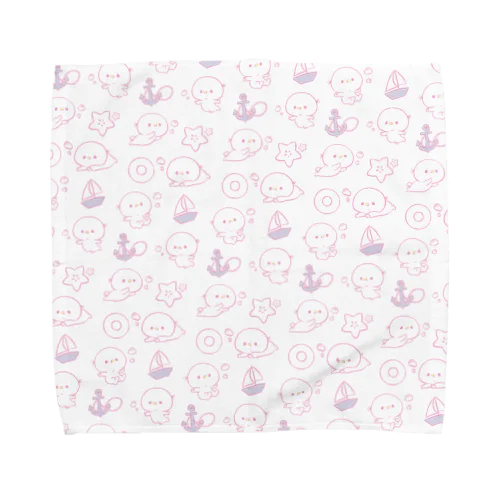 どすこいタロー　タオルハンカチ（海 ピンクver.） Towel Handkerchief