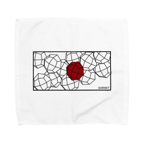 鉱式-RECTANGLE.crystallogram8.1blackpaint-garnet Towel Handkerchief