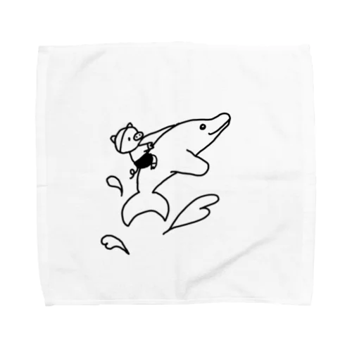 海豚に乗った豚くん Towel Handkerchief