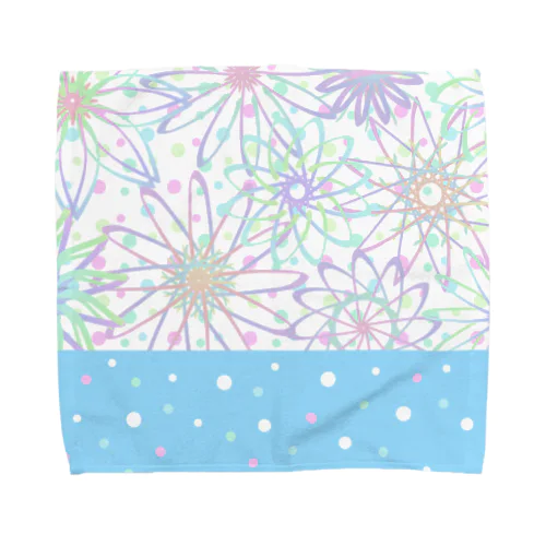 FLOWERSブルー Towel Handkerchief