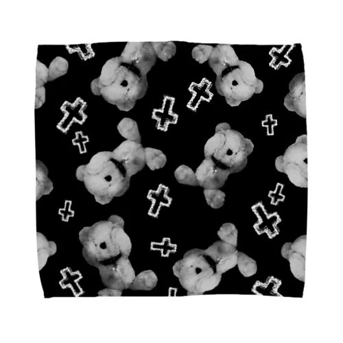 Peek-a-boo CROSS Teddy Monochrome Random Towel Handkerchief