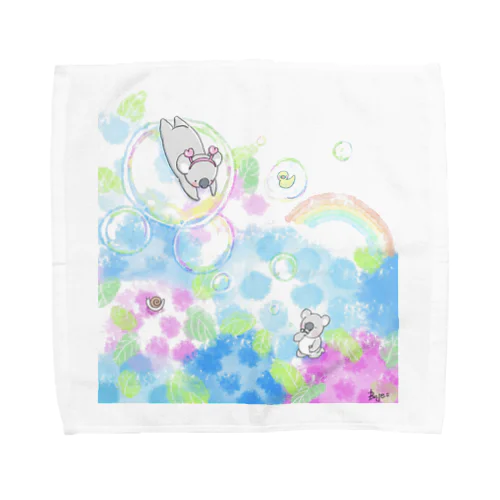 紫陽花とコアラ Towel Handkerchief