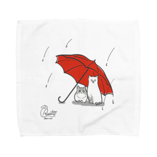 姉妹ネコの雨宿り Towel Handkerchief