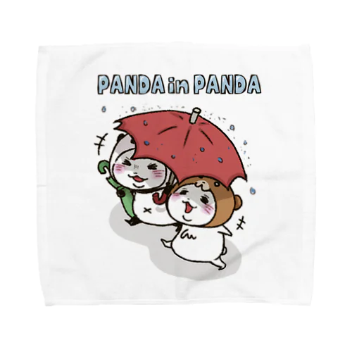 L パンダinぱんだ＆クマinくま(相合傘) Towel Handkerchief