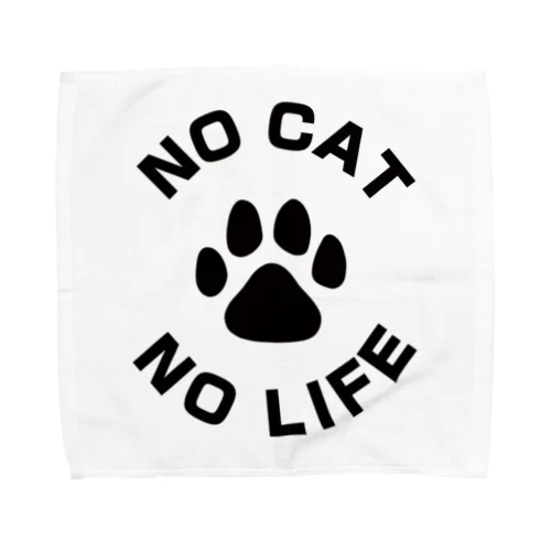 NO CAT NO LIFE 肉球 黒 バックプリント Towel Handkerchief