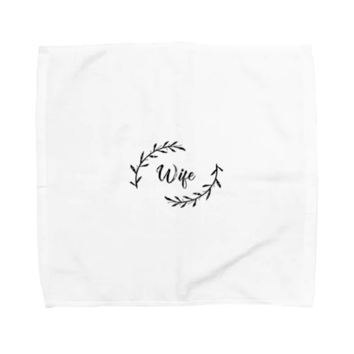 ペア(Wife)リーフ_黒 Towel Handkerchief