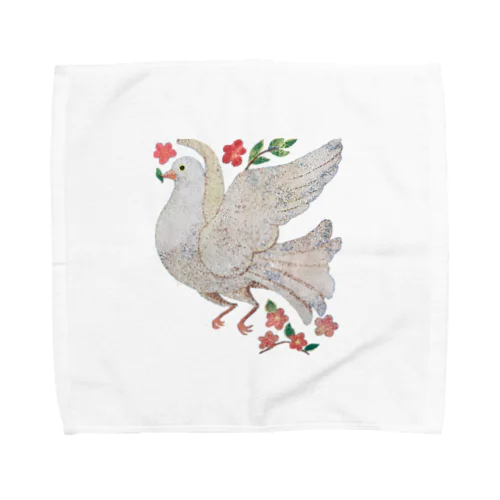 しろい　とり　ハト Towel Handkerchief