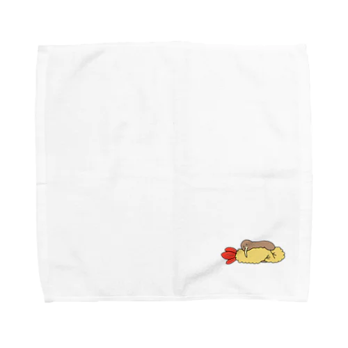 エビフライを抱くキーウィ Towel Handkerchief