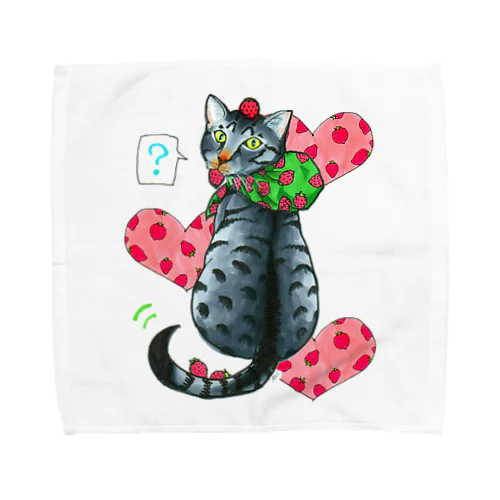 いちご大好きにゃんこ Towel Handkerchief