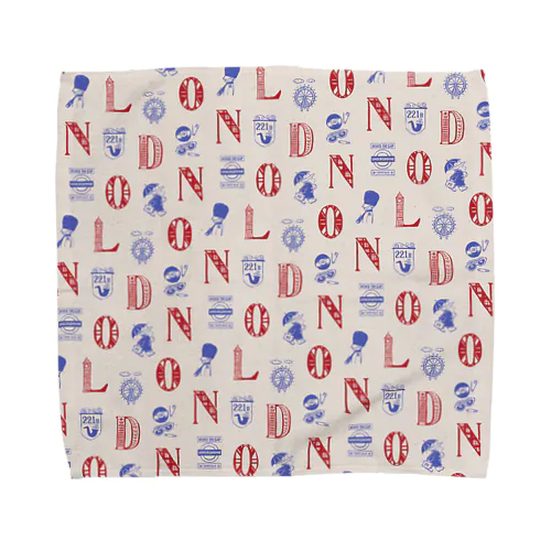 🌍 世界のまち 🇬🇧 イギリス・ロンドン (レッド) Towel Handkerchief