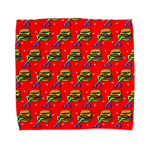 ハッピーハンバーガータイム　AO 赤 Towel Handkerchief