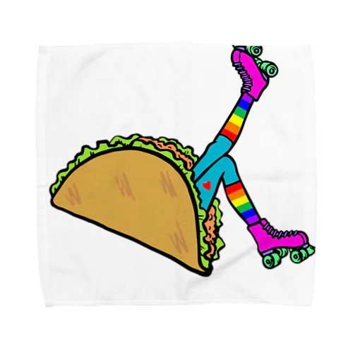 タコス　ローラースケート　ガール  TACOS ROLLER GIRL RAINBOW　レインボー　Tacos Rollerskate Rainbow タオルハンカチ