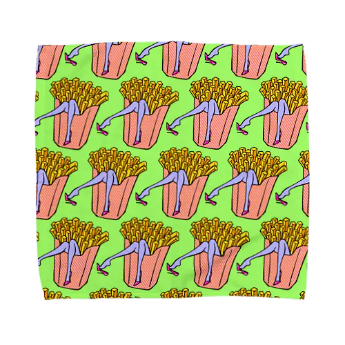 魅惑のフライドポテト🍟　GULTY PLEASURE FRENCH FRIES GREEN Towel Handkerchief