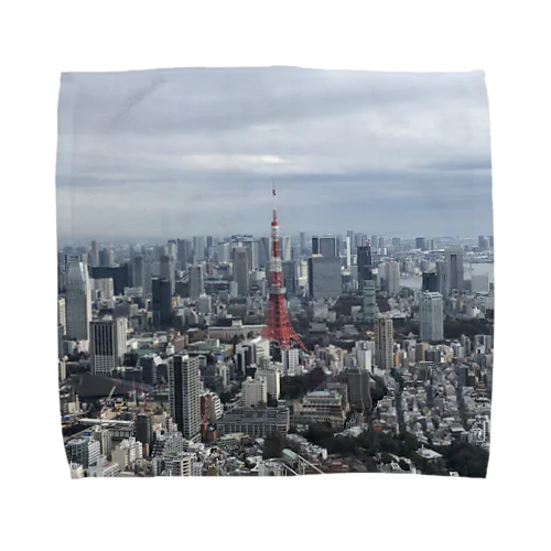 高台から眺める東京タワー タオルハンカチ