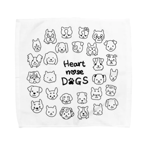 Heart nose DOGS（丸型）Lタオルハンカチ Towel Handkerchief