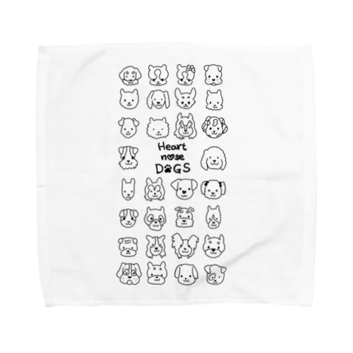 Heart nose DOGS（縦長）Lタオルハンカチ Towel Handkerchief