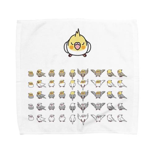 整列オカメインコ隊【まめるりはことり】 Towel Handkerchief