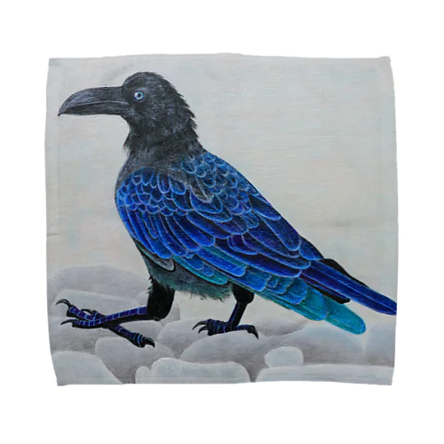 ハシブトガラス Towel Handkerchief