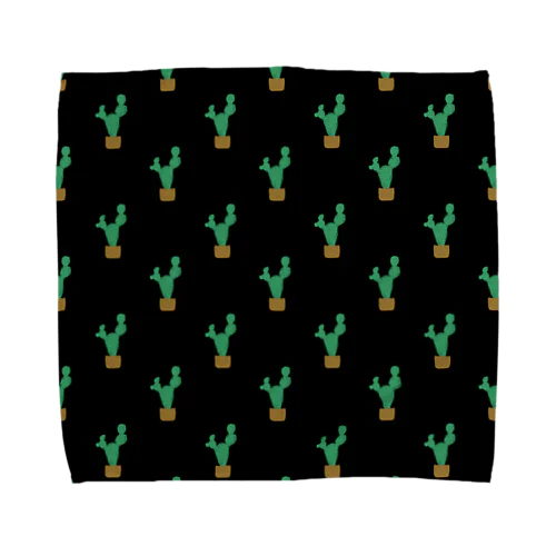 水彩サボテン🌵ブラック Towel Handkerchief