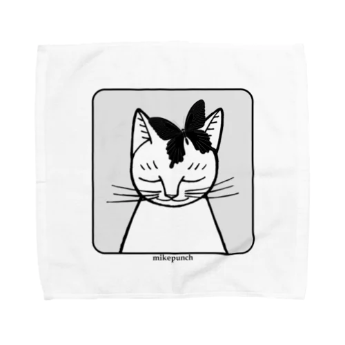 猫と黒アゲハ蝶 Towel Handkerchief