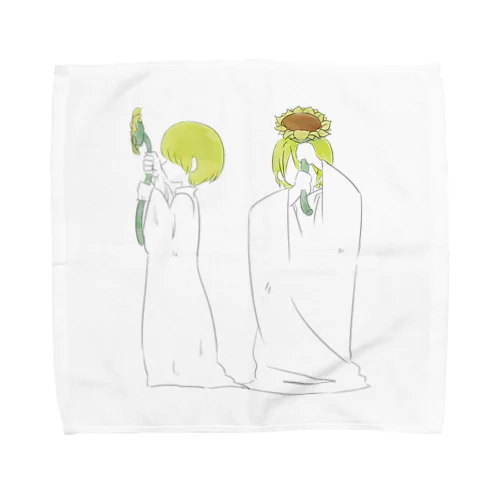 ひまわりを持った少年たち Towel Handkerchief