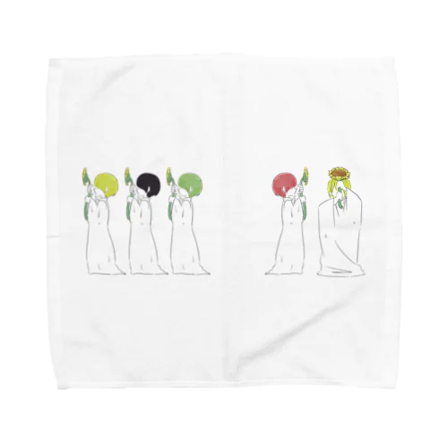 ひまわりを持った少年たち Towel Handkerchief