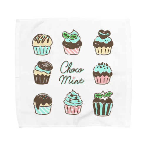 チョコミントカップケーキ Towel Handkerchief