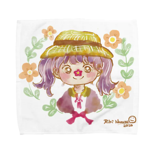 麦わら帽子の女の子シリーズ。 Towel Handkerchief