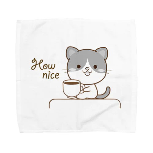 黒白猫のシンプルモノトーン Towel Handkerchief