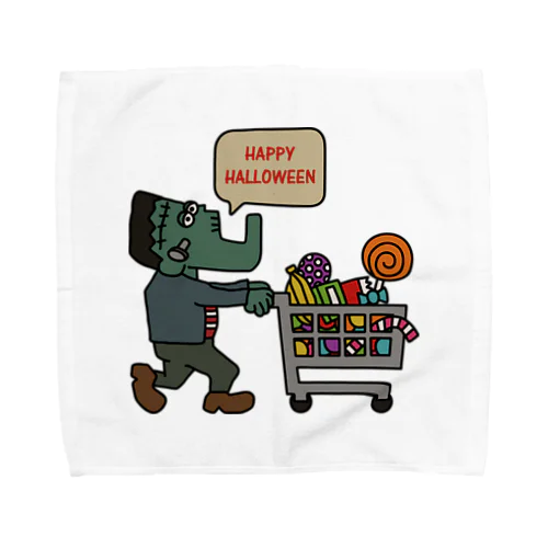 ハロウィンの為にお菓子を買いまくるフランケン Towel Handkerchief