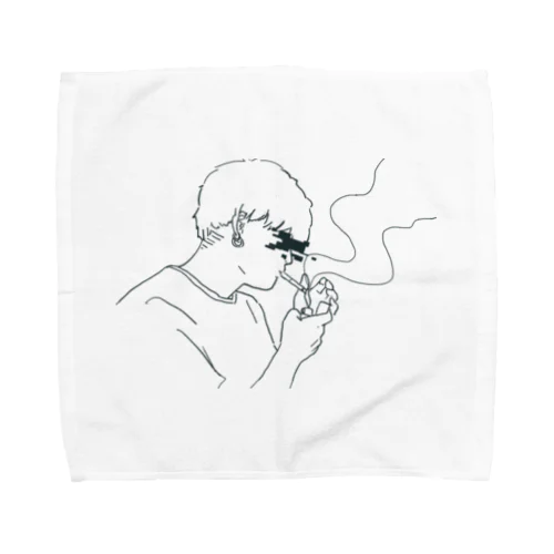 たばこ男子 黒線枠無しver. Towel Handkerchief