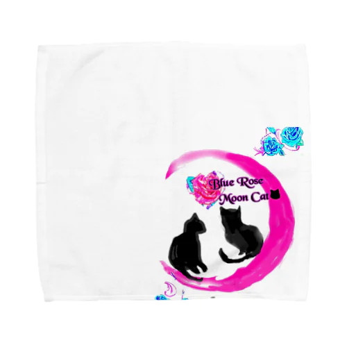 Blue Rose Moon Cat🐱❤ Towel Handkerchief