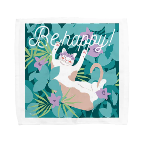 happy cat Towel Handkerchief