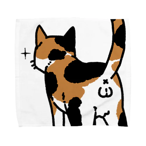 ねこけつω（三毛猫、アップ） Towel Handkerchief