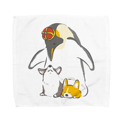 皇帝ペンギンとコーギー Towel Handkerchief